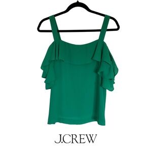 J. Crew Emerald Green Ruffle Strap Camisole